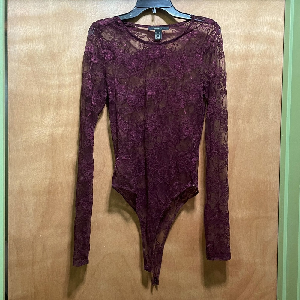 Forever 21 Dark Red Fitted Bodysuit